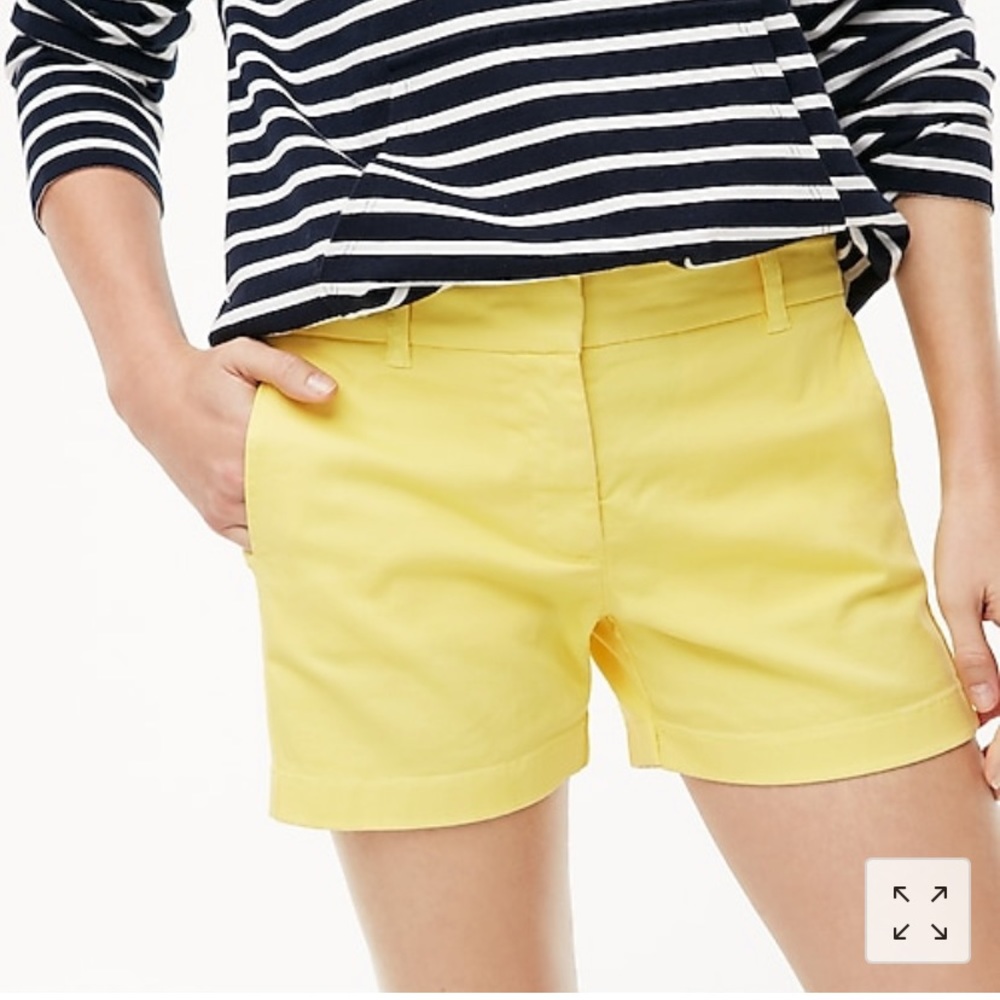 J.Crew 4” stretch chino shorts. Yellow. Size 4